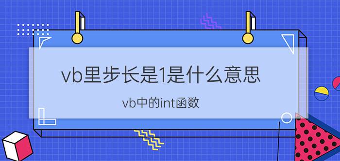 vb里步长是1是什么意思 vb中的int函数？